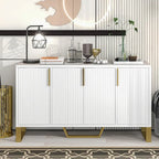 Buffet moderne avec quatre portes, poignées et pieds en métal et étagères réglables - Meuble de cuisine