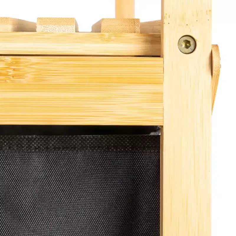 Double panier à linge coulissant en bambou avec étagère, naturel et noir