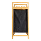 Double panier à linge coulissant en bambou avec étagère, naturel et noir