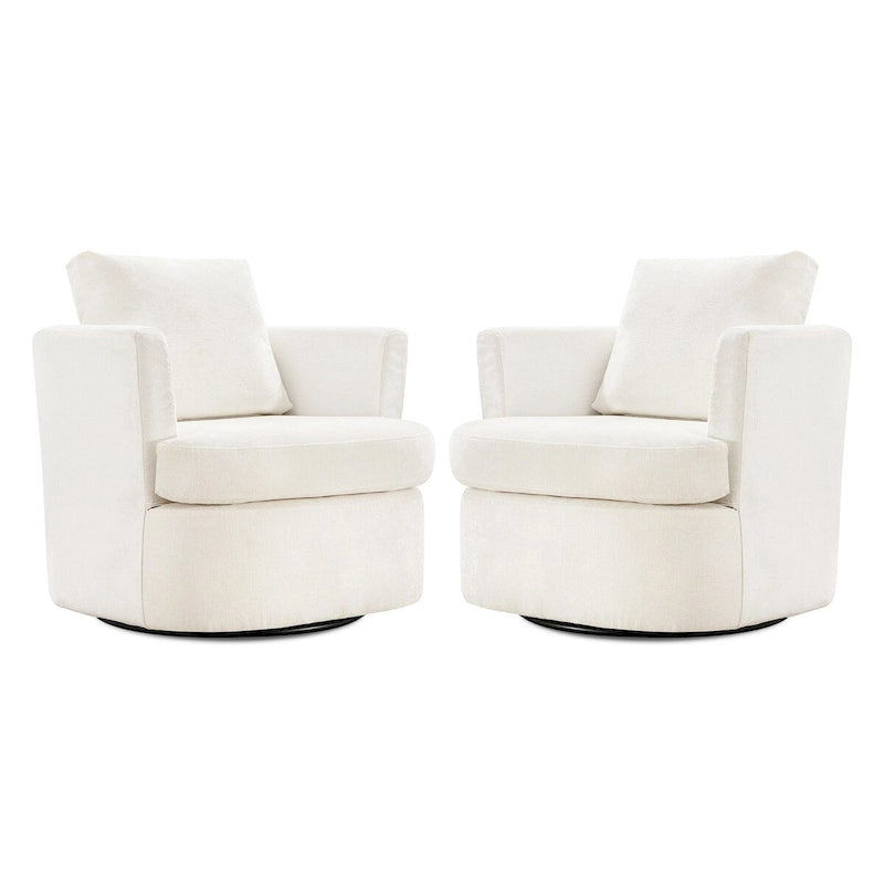 Ensemble de 2 chaises pivotantes modernes LUE BONA en chenille pour salon