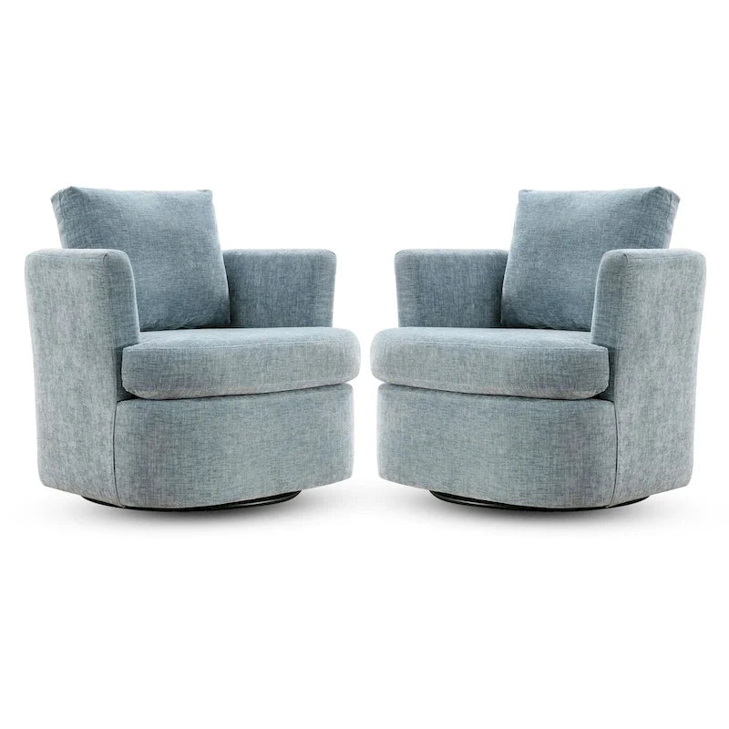 Ensemble de 2 chaises pivotantes modernes LUE BONA en chenille pour salon