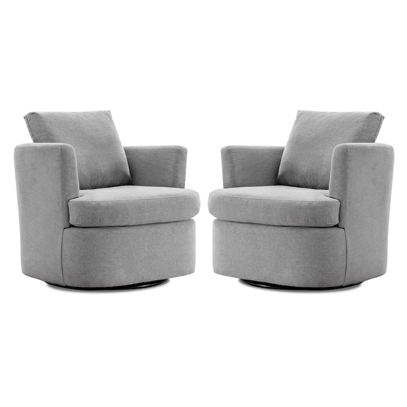 Ensemble de 2 chaises pivotantes modernes LUE BONA en chenille pour salon