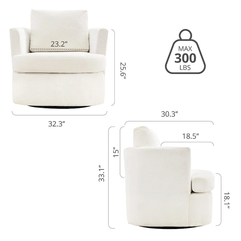 Ensemble de 2 chaises pivotantes modernes LUE BONA en chenille pour salon