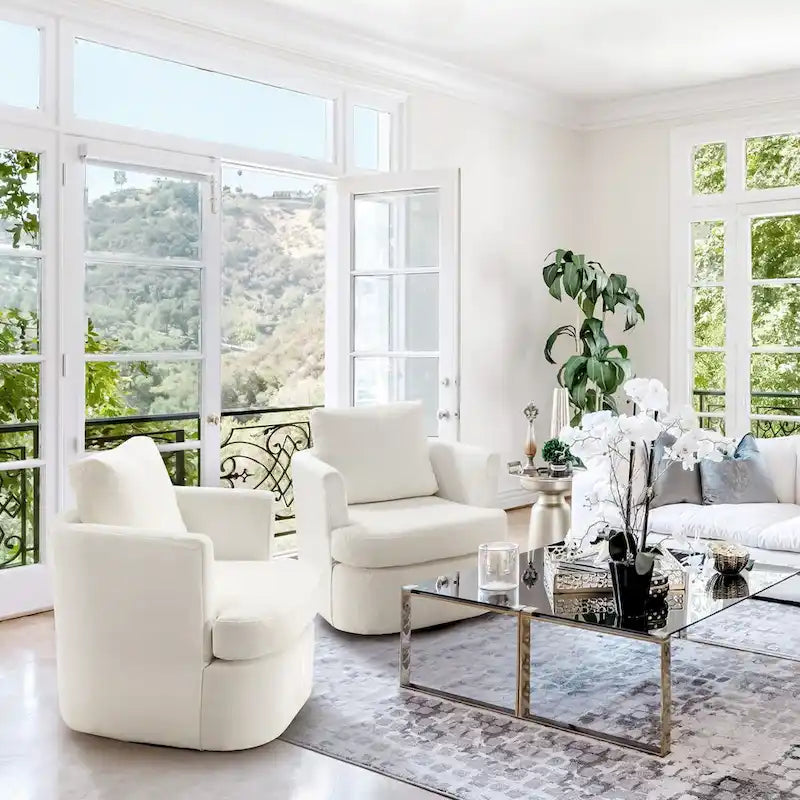Ensemble de 2 chaises pivotantes modernes LUE BONA en chenille pour salon