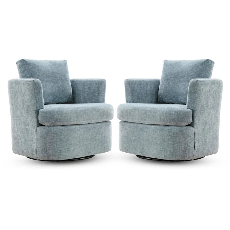 Ensemble de 2 chaises pivotantes modernes LUE BONA en chenille pour salon