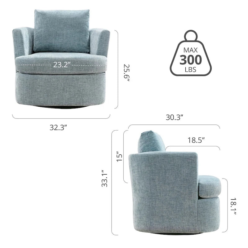 Ensemble de 2 chaises pivotantes modernes LUE BONA en chenille pour salon