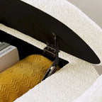Banc de rangement ottoman ovale 3D en tissu polaire d'agneau, avec grand espace de rangement pour le salon, l'entrée et la chambre à coucher