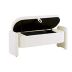 Banc de rangement ottoman ovale 3D en tissu polaire d'agneau, avec grand espace de rangement pour le salon, l'entrée et la chambre à coucher