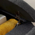 Banc de rangement ottoman ovale 3D en tissu polaire d'agneau, avec grand espace de rangement pour le salon, l'entrée et la chambre à coucher