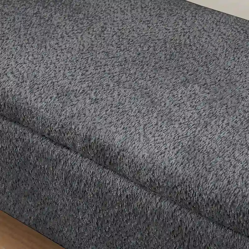 Banc de rangement ottoman ovale 3D en tissu polaire d'agneau, avec grand espace de rangement pour le salon, l'entrée et la chambre à coucher