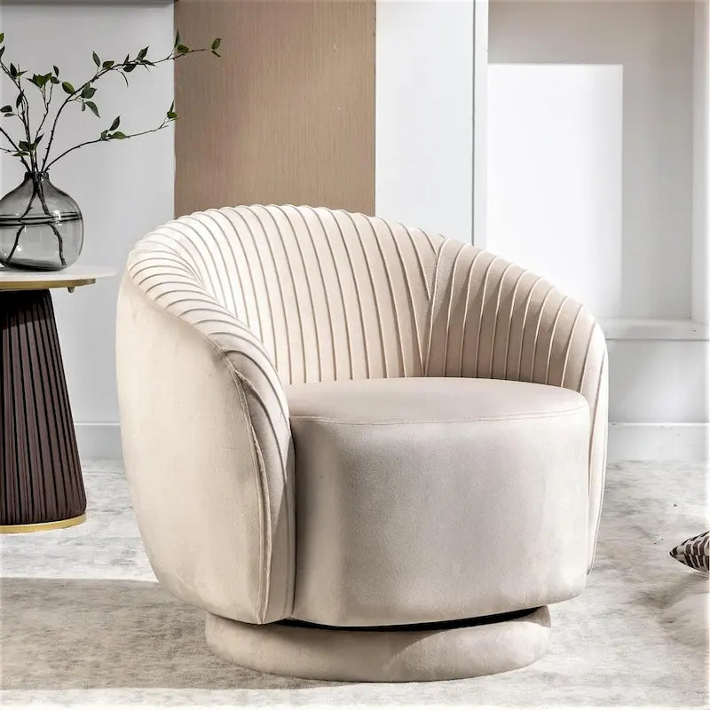 Fauteuil crapaud pivotant moderne avec revêtement en velours moelleux et rotation douce à 360°, canapé une place rond