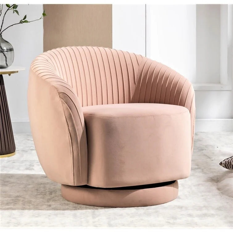 Fauteuil crapaud pivotant moderne avec revêtement en velours moelleux et rotation douce à 360°, canapé une place rond