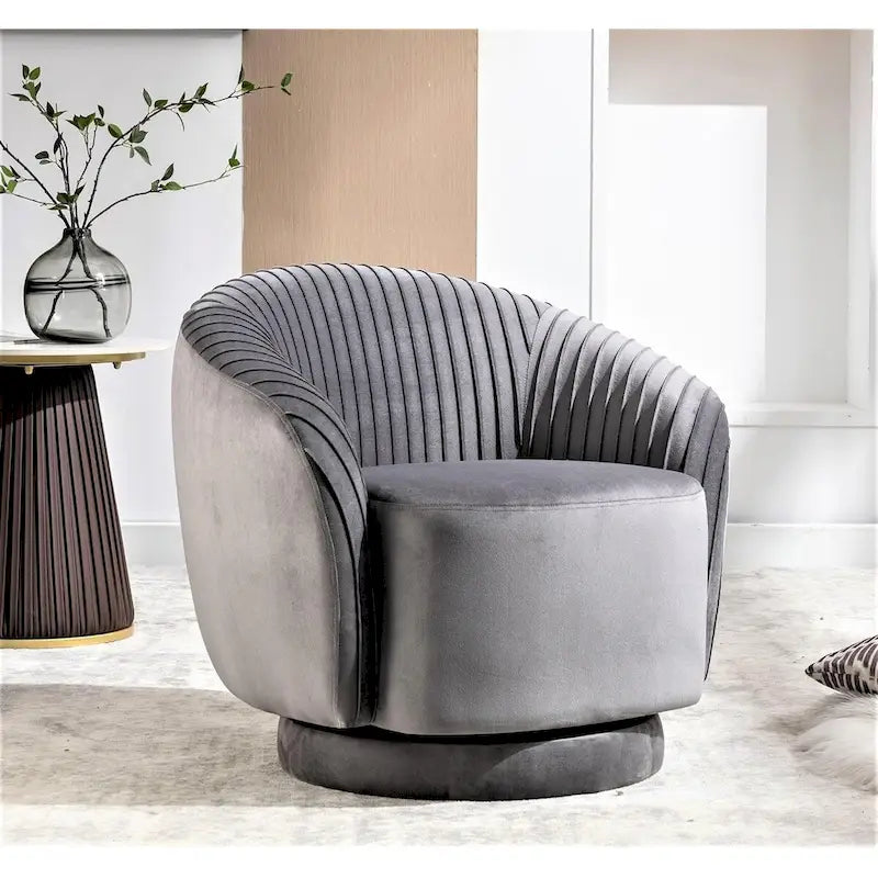 Fauteuil crapaud pivotant moderne avec revêtement en velours moelleux et rotation douce à 360°, canapé une place rond