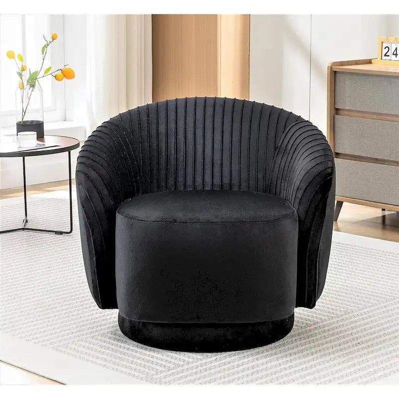 Fauteuil crapaud pivotant moderne avec revêtement en velours moelleux et rotation douce à 360°, canapé une place rond