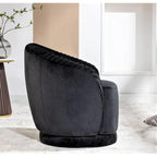 Fauteuil crapaud pivotant moderne avec revêtement en velours moelleux et rotation douce à 360°, canapé une place rond