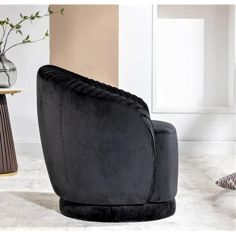 Fauteuil crapaud pivotant moderne avec revêtement en velours moelleux et rotation douce à 360°, canapé une place rond