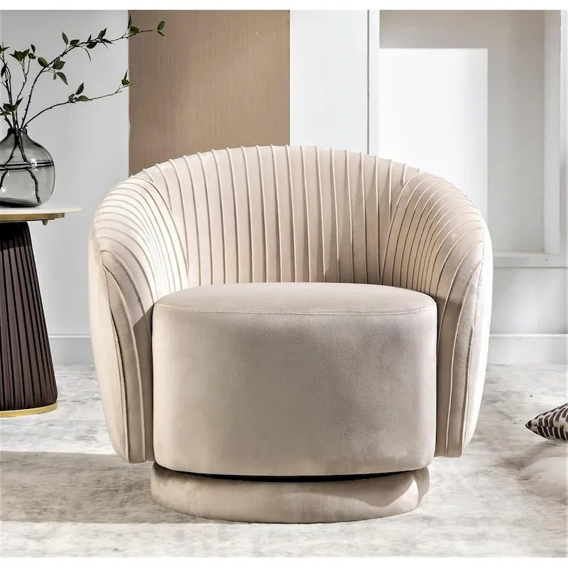 Fauteuil crapaud pivotant moderne avec revêtement en velours moelleux et rotation douce à 360°, canapé une place rond