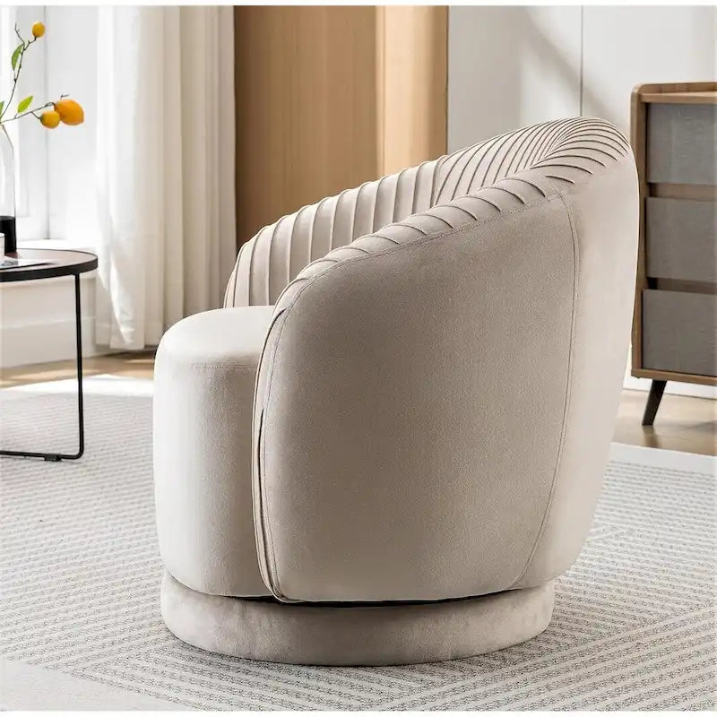 Fauteuil crapaud pivotant moderne avec revêtement en velours moelleux et rotation douce à 360°, canapé une place rond