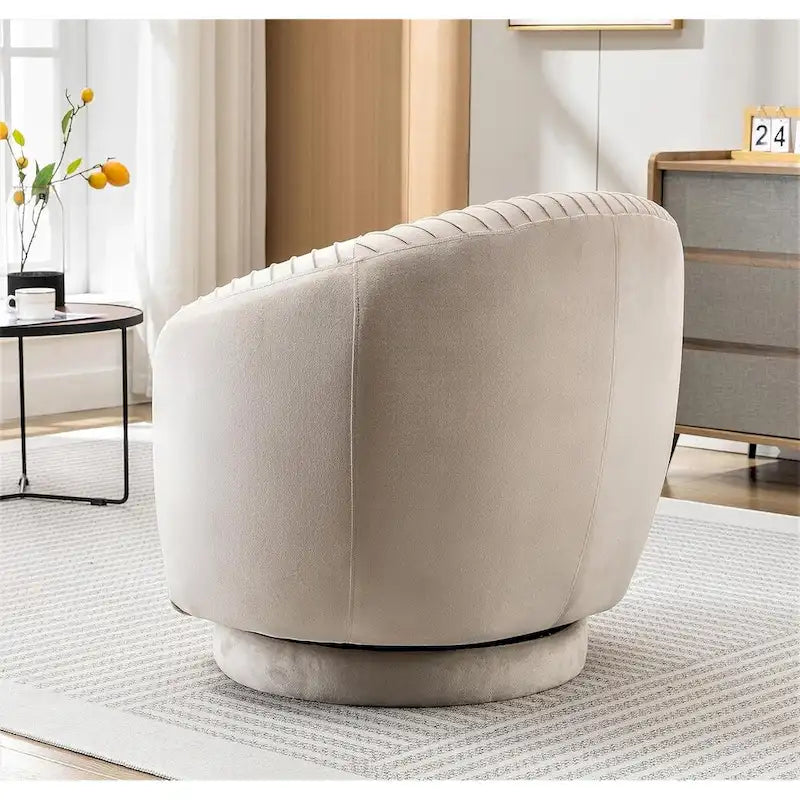 Fauteuil crapaud pivotant moderne avec revêtement en velours moelleux et rotation douce à 360°, canapé une place rond