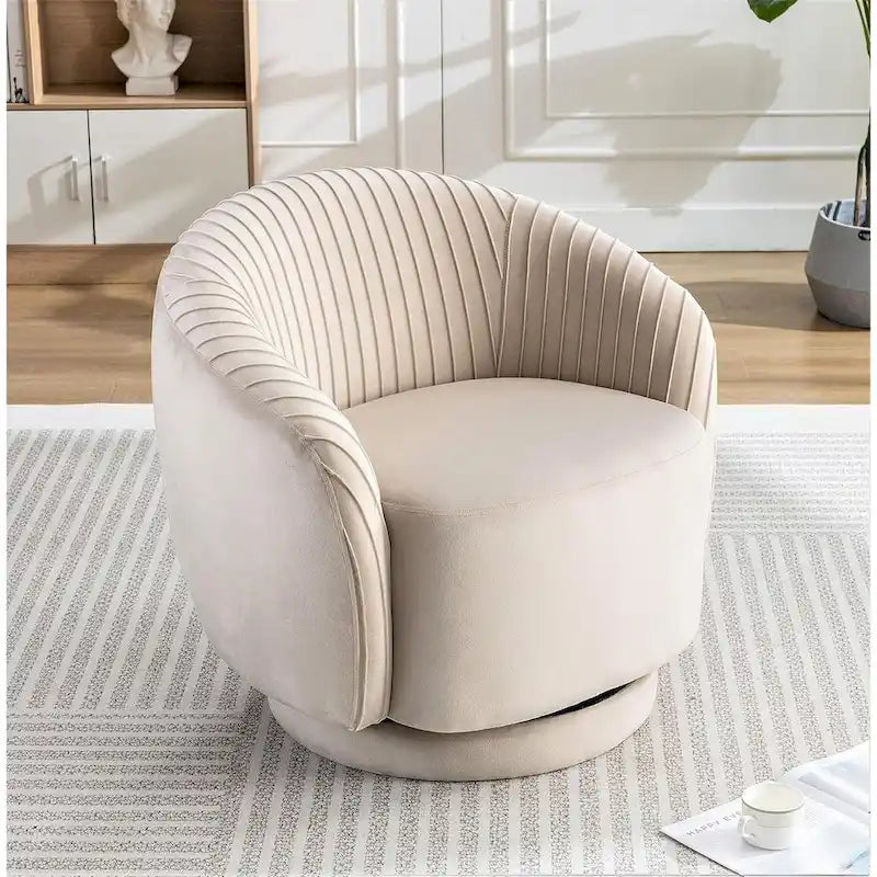 Fauteuil crapaud pivotant moderne avec revêtement en velours moelleux et rotation douce à 360°, canapé une place rond