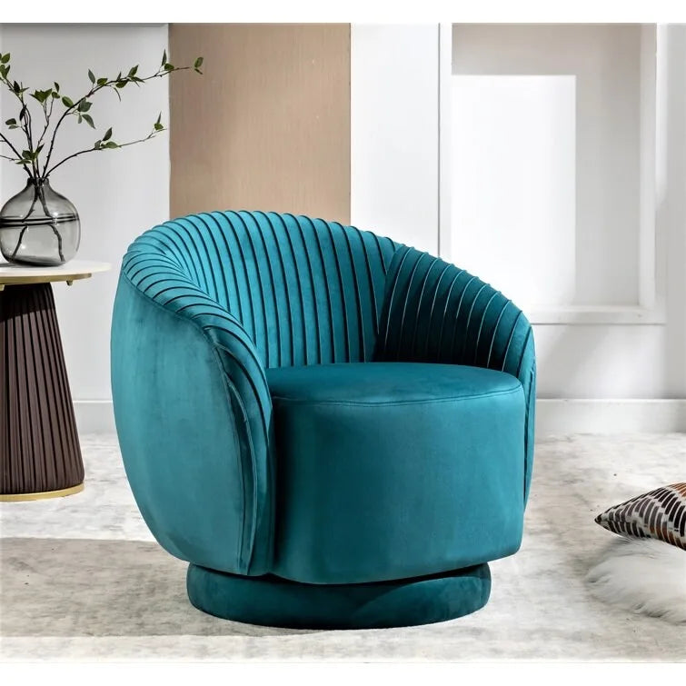 Fauteuil crapaud pivotant moderne avec revêtement en velours moelleux et rotation douce à 360°, canapé une place rond