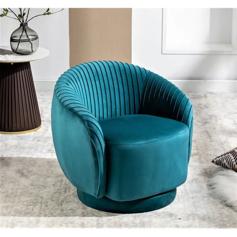 Fauteuil crapaud pivotant moderne avec revêtement en velours moelleux et rotation douce à 360°, canapé une place rond