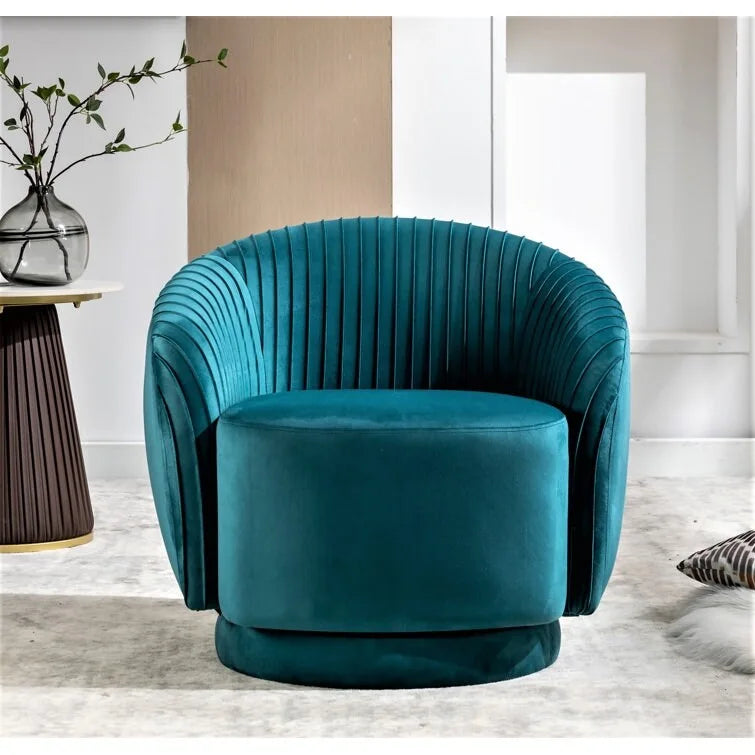 Fauteuil crapaud pivotant moderne avec revêtement en velours moelleux et rotation douce à 360°, canapé une place rond