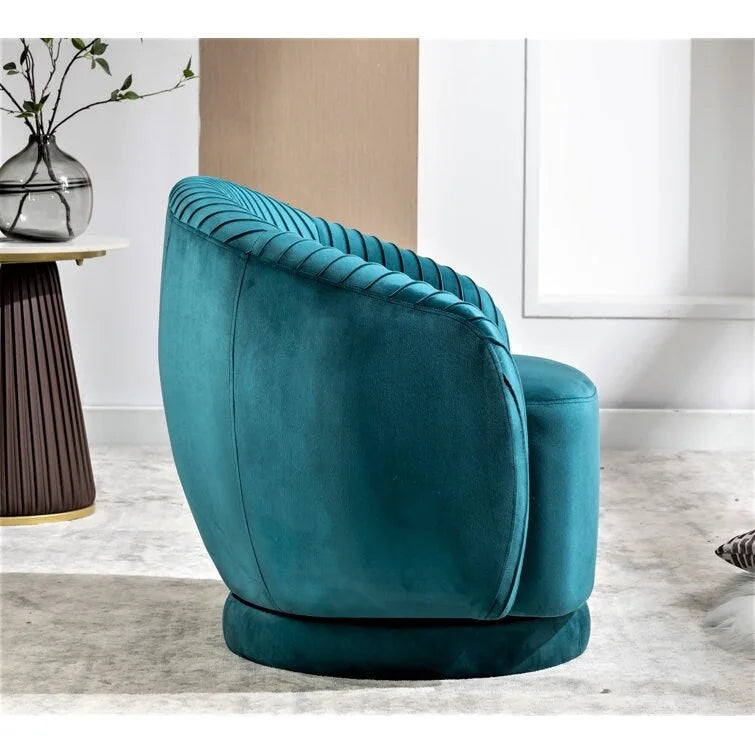 Fauteuil crapaud pivotant moderne avec revêtement en velours moelleux et rotation douce à 360°, canapé une place rond