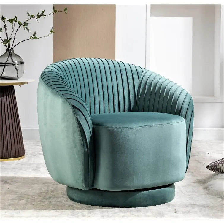 Fauteuil crapaud pivotant moderne avec revêtement en velours moelleux et rotation douce à 360°, canapé une place rond