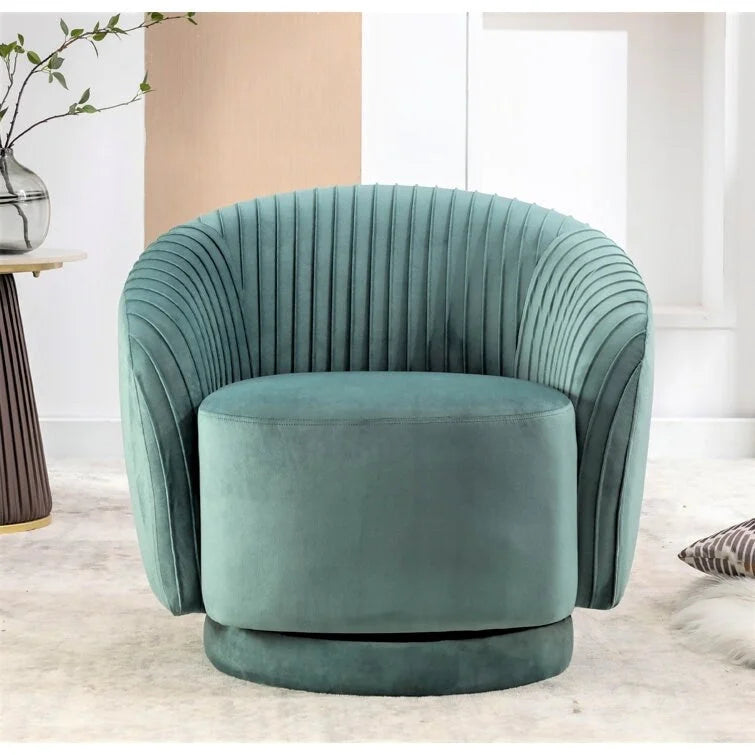 Fauteuil crapaud pivotant moderne avec revêtement en velours moelleux et rotation douce à 360°, canapé une place rond