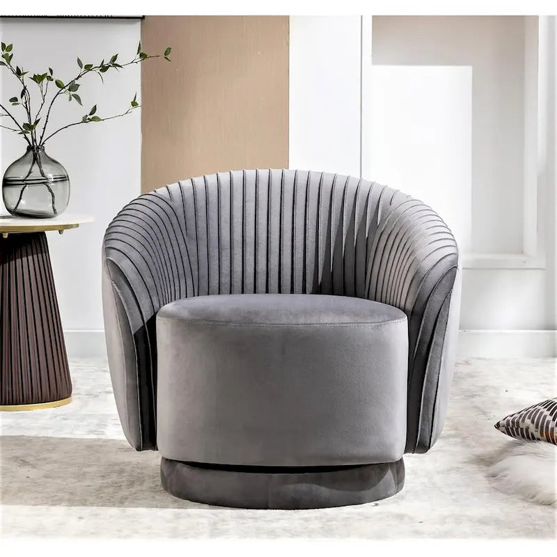 Fauteuil crapaud pivotant moderne avec revêtement en velours moelleux et rotation douce à 360°, canapé une place rond