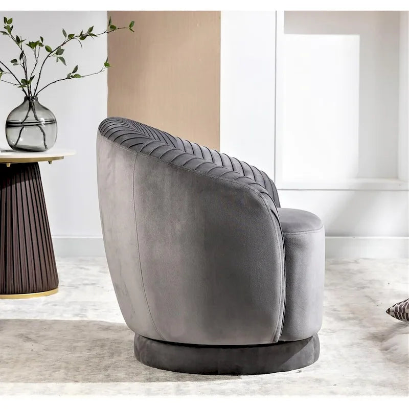 Fauteuil crapaud pivotant moderne avec revêtement en velours moelleux et rotation douce à 360°, canapé une place rond