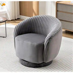 Fauteuil crapaud pivotant moderne avec revêtement en velours moelleux et rotation douce à 360°, canapé une place rond