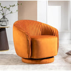 Fauteuil crapaud pivotant moderne avec revêtement en velours moelleux et rotation douce à 360°, canapé une place rond
