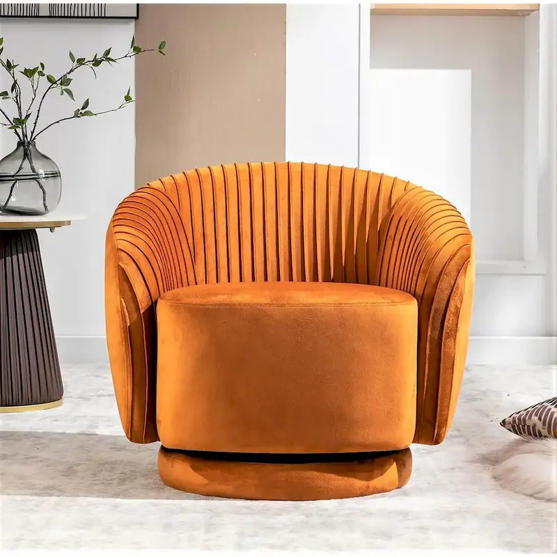 Fauteuil crapaud pivotant moderne avec revêtement en velours moelleux et rotation douce à 360°, canapé une place rond
