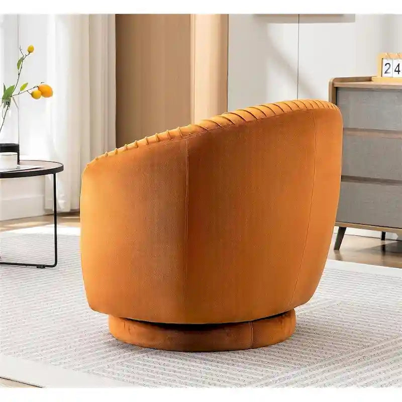Fauteuil crapaud pivotant moderne avec revêtement en velours moelleux et rotation douce à 360°, canapé une place rond