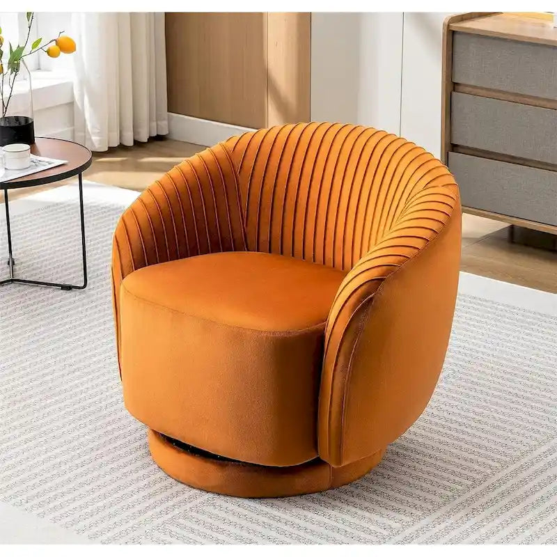 Fauteuil crapaud pivotant moderne avec revêtement en velours moelleux et rotation douce à 360°, canapé une place rond