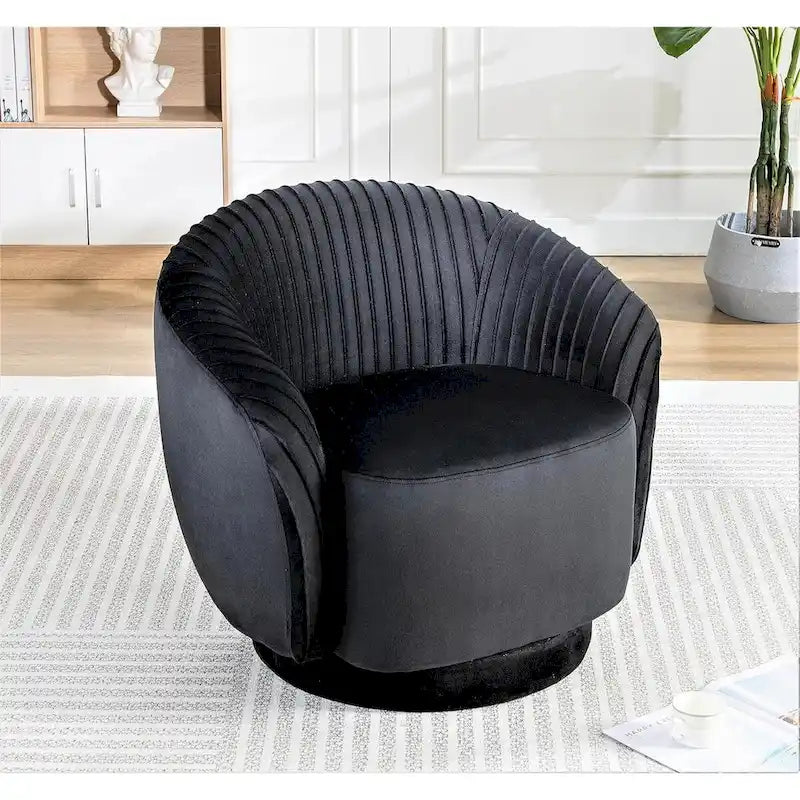Fauteuil crapaud pivotant moderne avec revêtement en velours moelleux et rotation douce à 360°, canapé une place rond