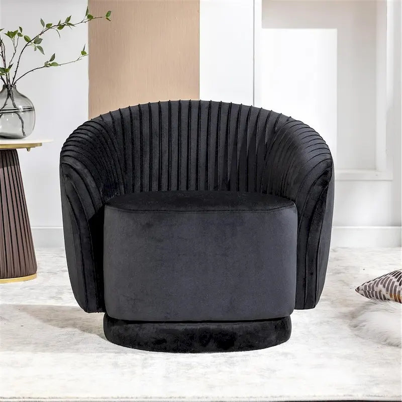 Fauteuil crapaud pivotant moderne avec revêtement en velours moelleux et rotation douce à 360°, canapé une place rond