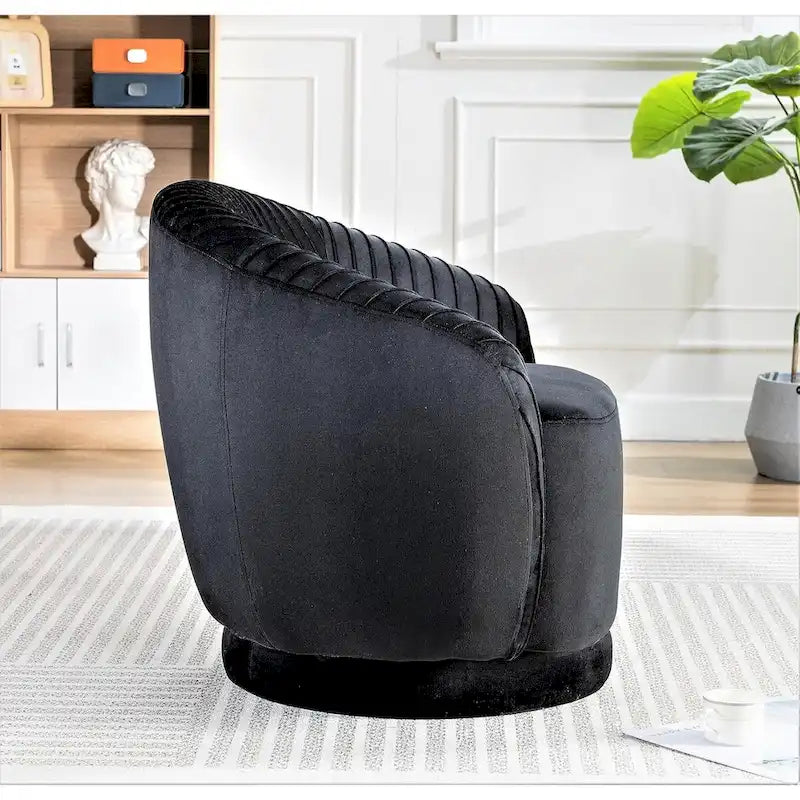 Fauteuil crapaud pivotant moderne avec revêtement en velours moelleux et rotation douce à 360°, canapé une place rond