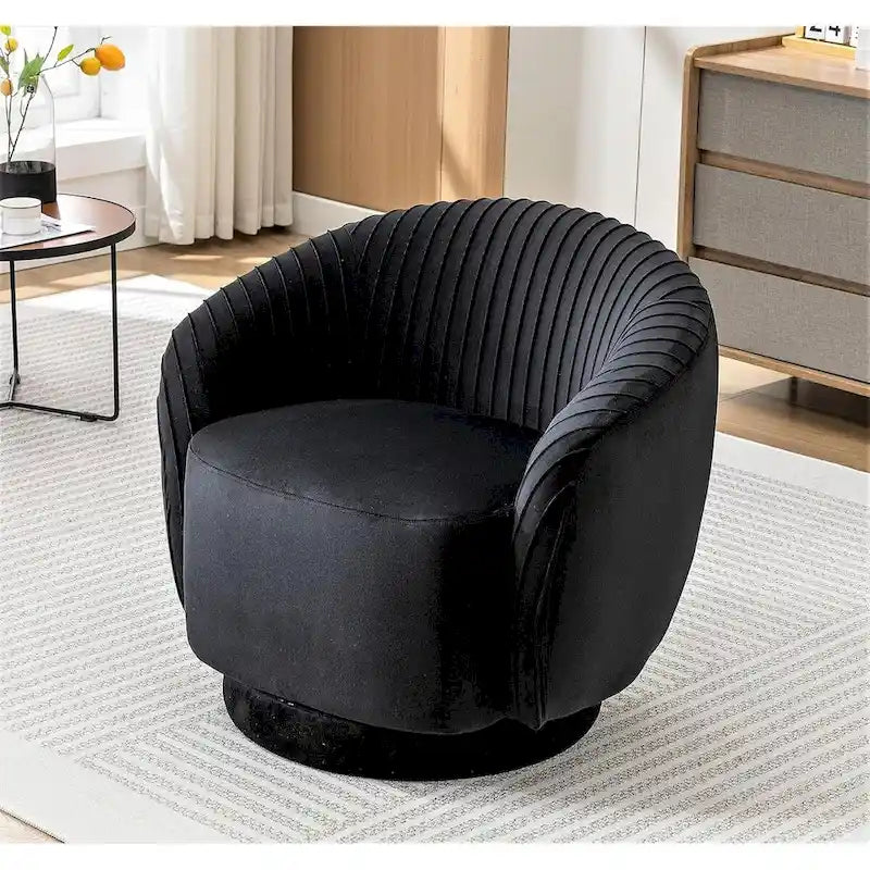 Fauteuil crapaud pivotant moderne avec revêtement en velours moelleux et rotation douce à 360°, canapé une place rond