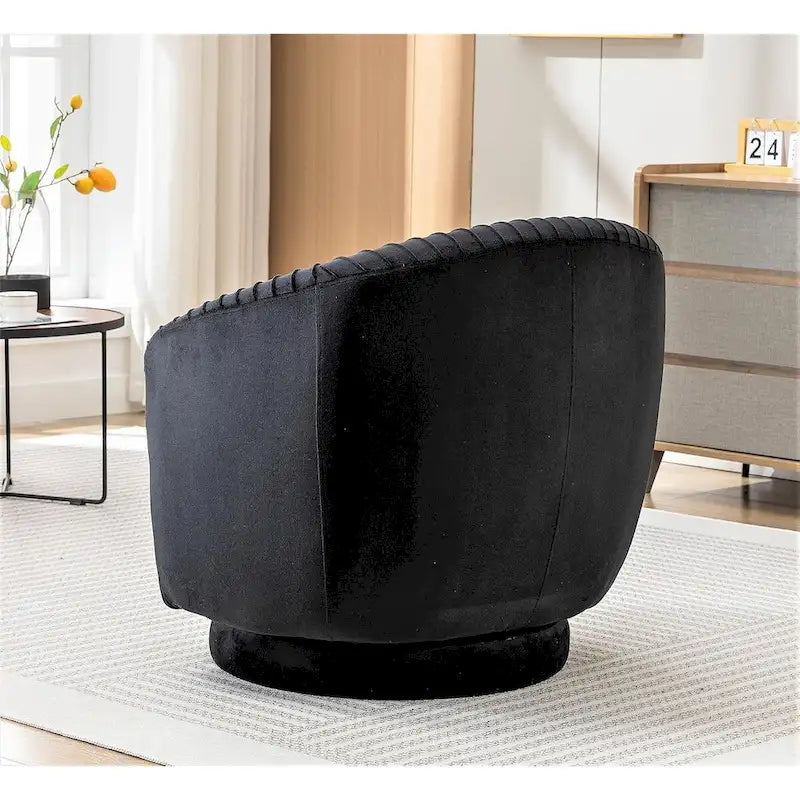 Fauteuil crapaud pivotant moderne avec revêtement en velours moelleux et rotation douce à 360°, canapé une place rond
