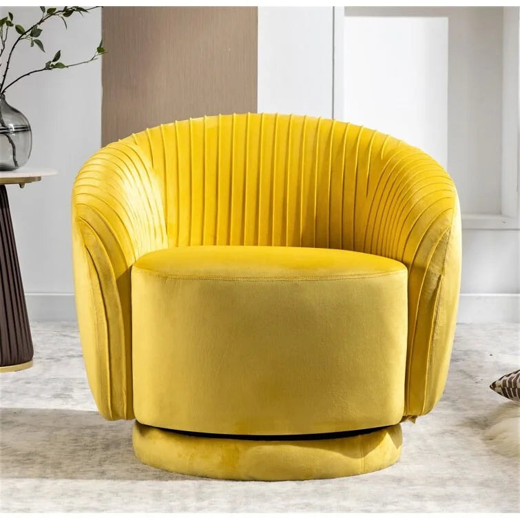 Fauteuil crapaud pivotant moderne avec revêtement en velours moelleux et rotation douce à 360°, canapé une place rond