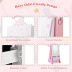 Coiffeuse pour enfants Costway avec tabouret et armoire à bijoux pour princesse, blanc/rose