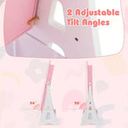 Coiffeuse pour enfants Costway avec tabouret et armoire à bijoux pour princesse, blanc/rose
