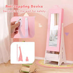 Coiffeuse pour enfants Costway avec tabouret et armoire à bijoux pour princesse, blanc/rose