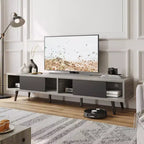 Meuble TV Bestier de 70 pouces, style Mid-Century Modern, pour téléviseurs de 65/70/75 pouces, meuble bas de divertissement avec portes coulissantes pour salon