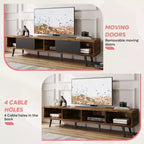 Meuble TV Bestier de 70 pouces, style Mid-Century Modern, pour téléviseurs de 65/70/75 pouces, meuble bas de divertissement avec portes coulissantes pour salon