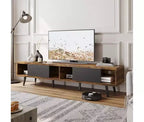 Meuble TV Bestier de 70 pouces, style Mid-Century Modern, pour téléviseurs de 65/70/75 pouces, meuble bas de divertissement avec portes coulissantes pour salon