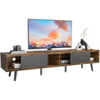 Meuble TV Bestier de 70 pouces, style Mid-Century Modern, pour téléviseurs de 65/70/75 pouces, meuble bas de divertissement avec portes coulissantes pour salon